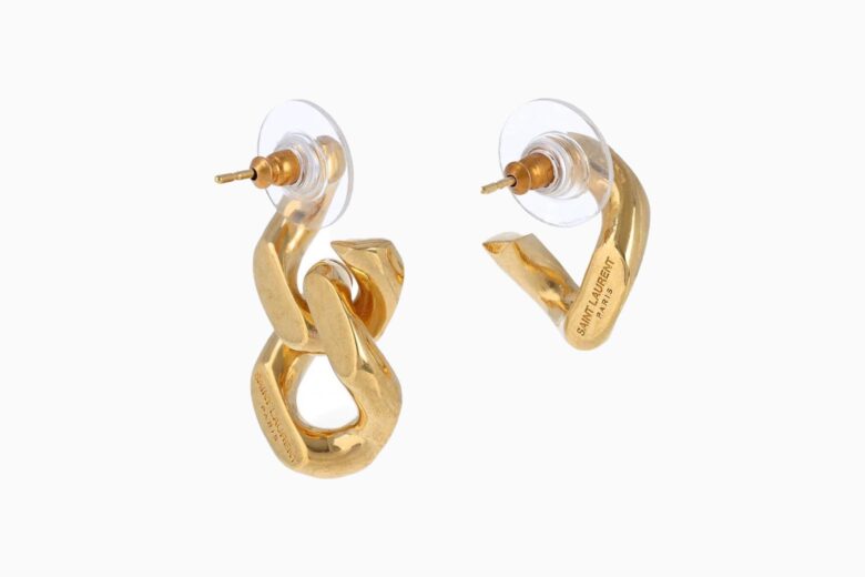 best earrings women saint laurent asymmetrical curb chain earrings review - Luxe Digital