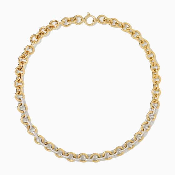 best jewelry brands white and yellow gold diamond necklace - Luxe Digital