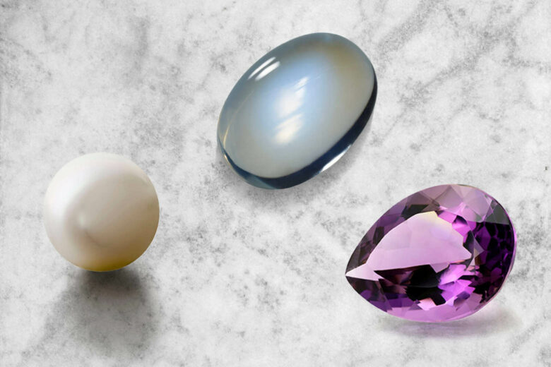 birthstones by month pearl moonstone alexandrite - Luxe Digital