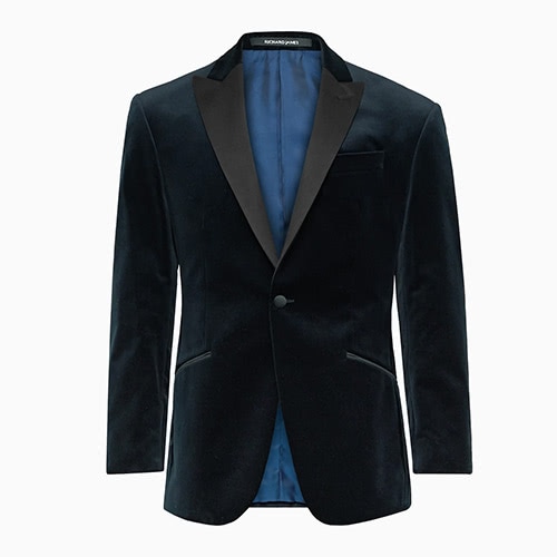 black tie men velvet navy tuxedo jacket - Luxe Digital