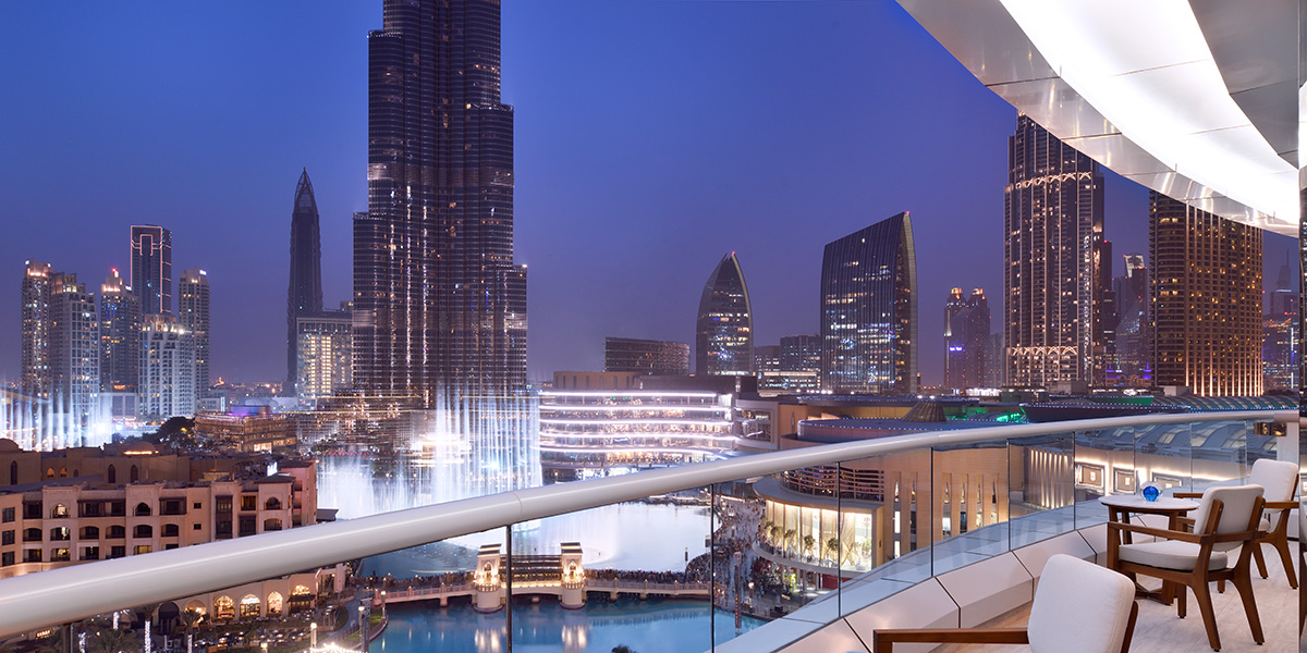 Luxe Digital luxury hotel Dubai Address Downtown Burj Khalifa fountain
